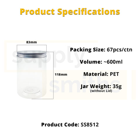 Plastic Container [8.5cm Diameter, 12cm Height] - 67 pcs/pack