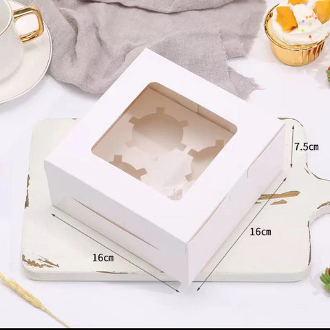 White Cupcake Box 1/2/4/6/12 Slots - 10 pcs/pack