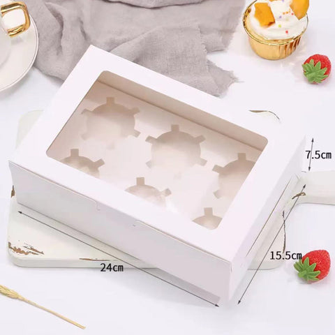 White Cupcake Box 1/2/4/6/12 Slots - 10 pcs/pack