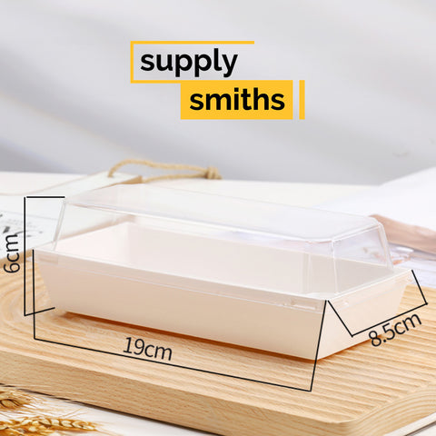 Food Tray W/ Lid White [Rectangle] - 50 pcs/pack