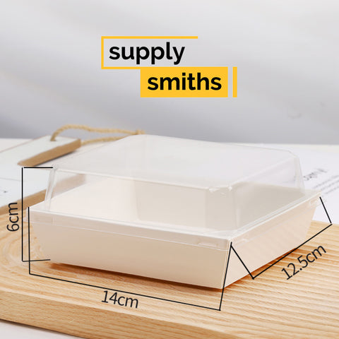 Food Tray W/ Lid White [Square] - 50 pcs/pack