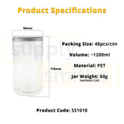 Plastic Container [10cm Diameter, 18cm Height] - 48 pcs/pack