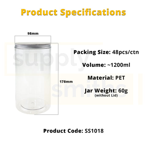 Plastic Container [10cm Diameter, 18cm Height] - 48 pcs/pack