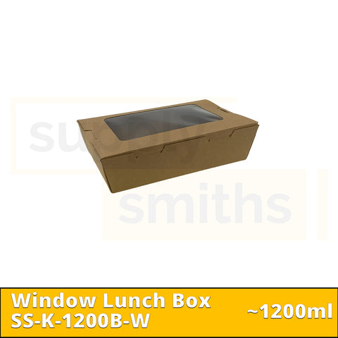 Kraft Window Lunch Box (1200ml) - 200 pcs/ctn