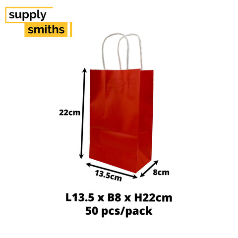 Red Paper Bag [L13.5*B8*H22cm] - 50 pcs/pack