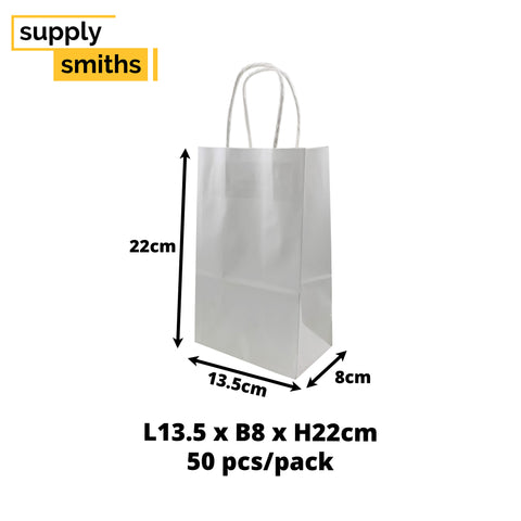 White Paper Bag [L13.5*B8*H22cm] - 50 pcs/pack