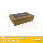 Kraft Window Lunch Box (1600ml) - 200 pcs/ctn