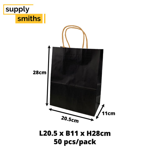 Black Paper Bag [L20.5*B11*H28cm] - 50 pcs/pack