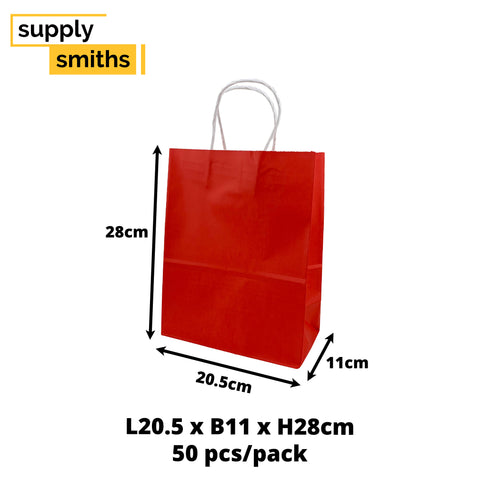 Red Paper Bag [L20.5*B11*H28cm] - 50 pcs/pack