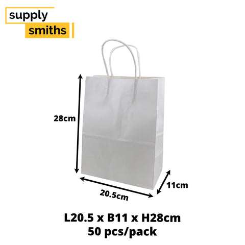 White Paper Bag [L20.5*B11*H28cm] - 50 pcs/pack