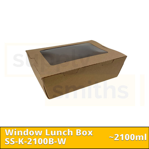 Kraft Window Lunch Box (2100ml) - 200 pcs/ctn