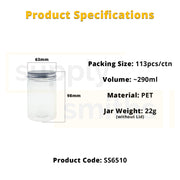 Plastic Container [6.5cm Diameter, 10cm Height] - 113 pcs/pack