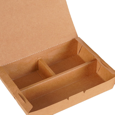 Kraft Lunch Box 3 Compartment (145ml+145ml+400ml) - 200 pcs/ctn