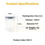 Plastic Container [8.5cm Diameter, 12cm Height] - 67 pcs/pack