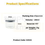 Plastic Container [8.5cm Diameter, 6.5cm Height] - 67 pcs/pack
