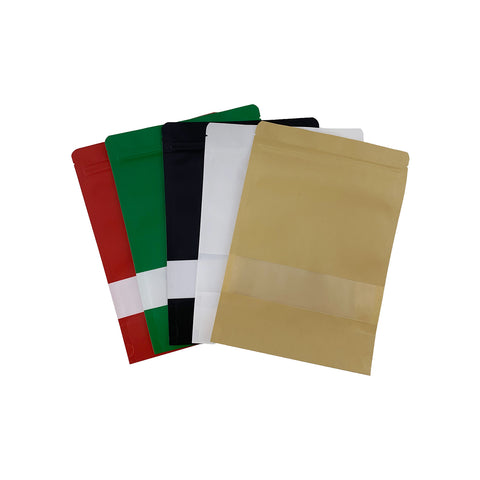 [17*24+4cm] Kraft Standing Window Zipper Pouch - 100 pcs/pack