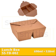 Kraft Centre Closing Lunch Box 2 Compartment (690ml+530ml) - 200 pcs/ctn