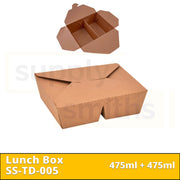 Kraft Centre Closing Lunch Box 2 Compartment (475ml+475ml) - 200 pcs/ctn