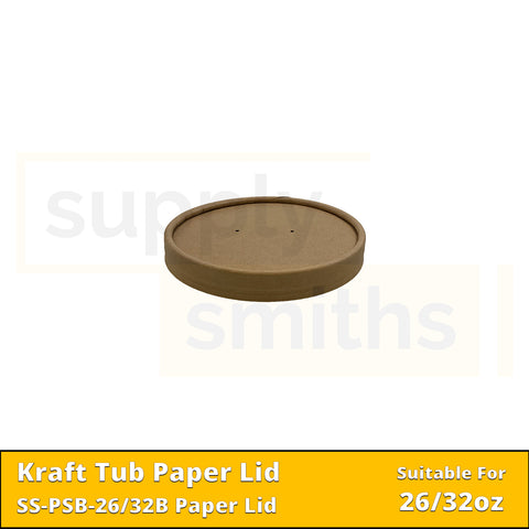 Kraft Tub Paper Lid (26oz & 32oz) - 500 pcs/ctn
